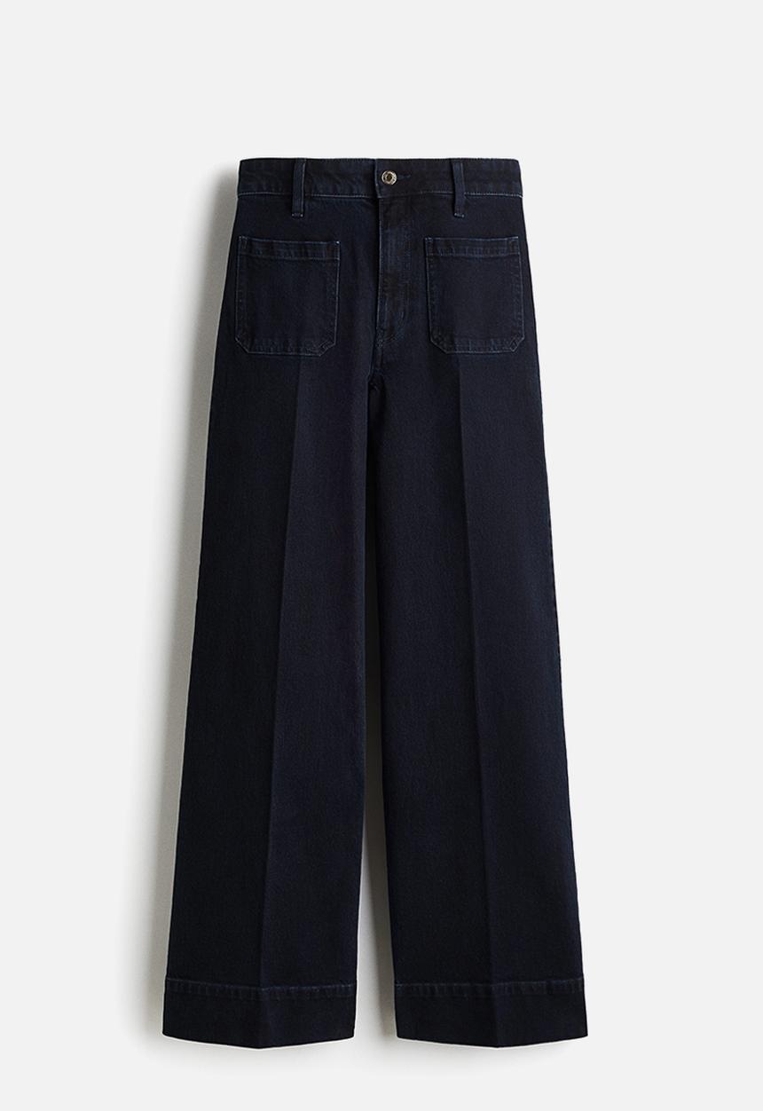H&M - Wide high jeans - navy denim blue