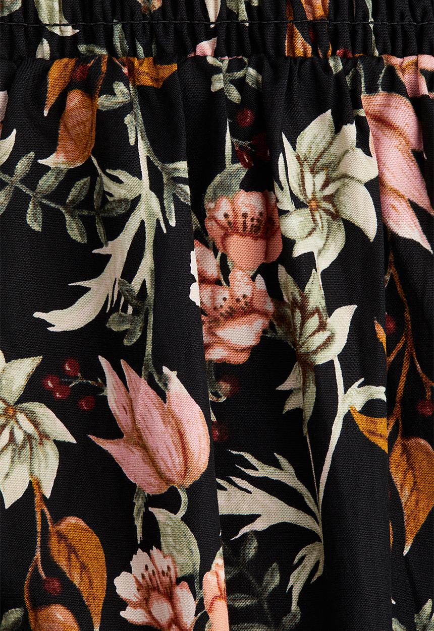 H&M - Tie-strap cotton dress - black floral 