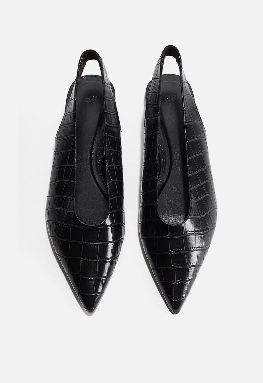 H&M - Pointed slingbacks - black crocodile pattern