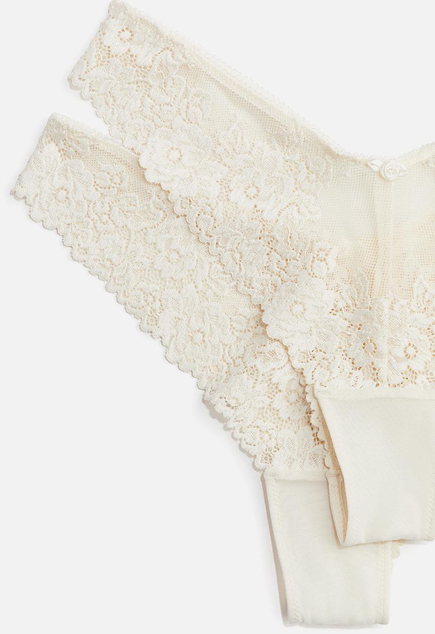 H&M - 2-pack lace brazilian briefs - cream