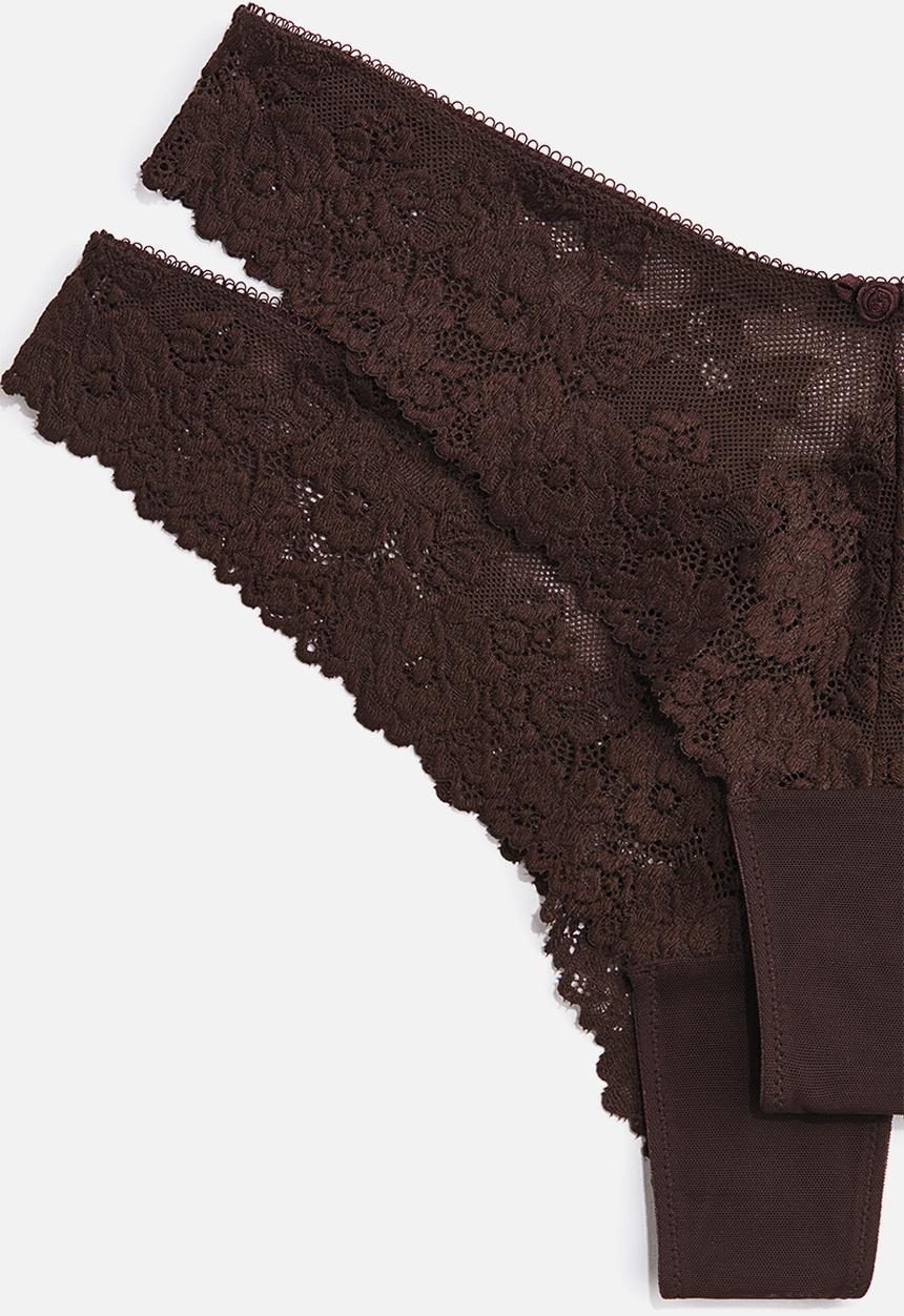 H&M - 2-pack lace brazilian briefs - dark brown