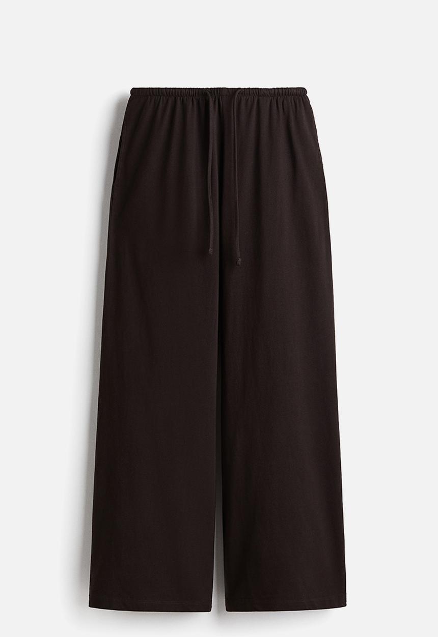 H&M - Cotton drawstring trousers - dark brown