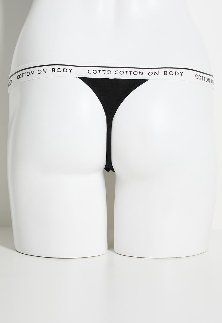 Cotton On - Branded Cotton Tanga G String Brief 5Pk - multi