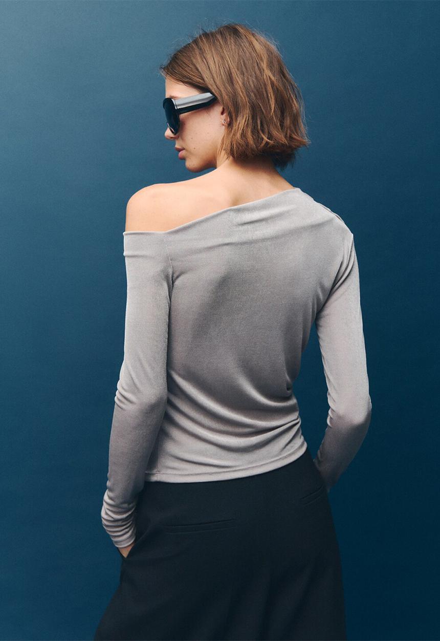 MANGO - T-shirt creponi - gray