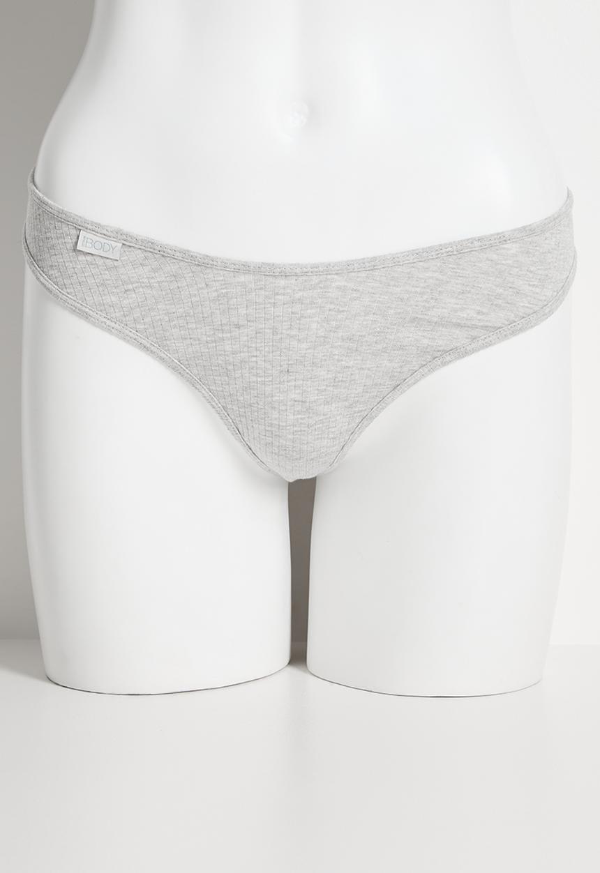 Cotton On - Organic Cotton Rib G String Brief - Grey Marle