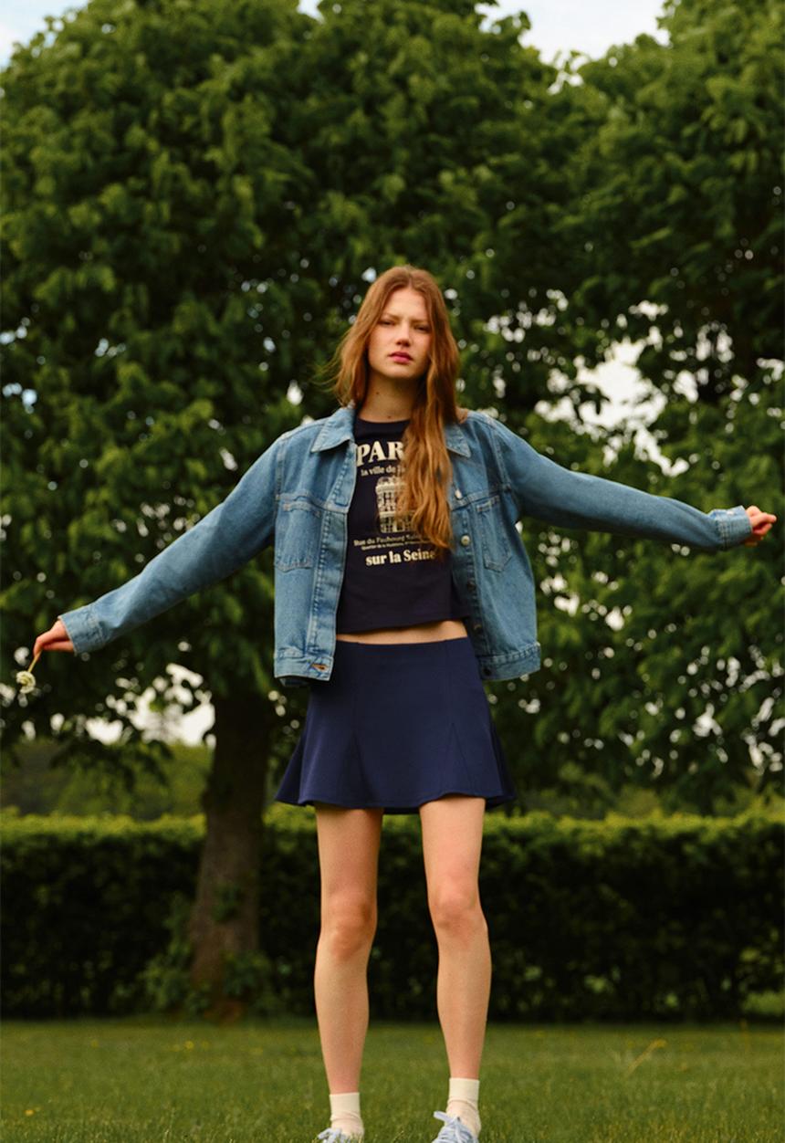 H&M - Pleated scuba skort - dark blue