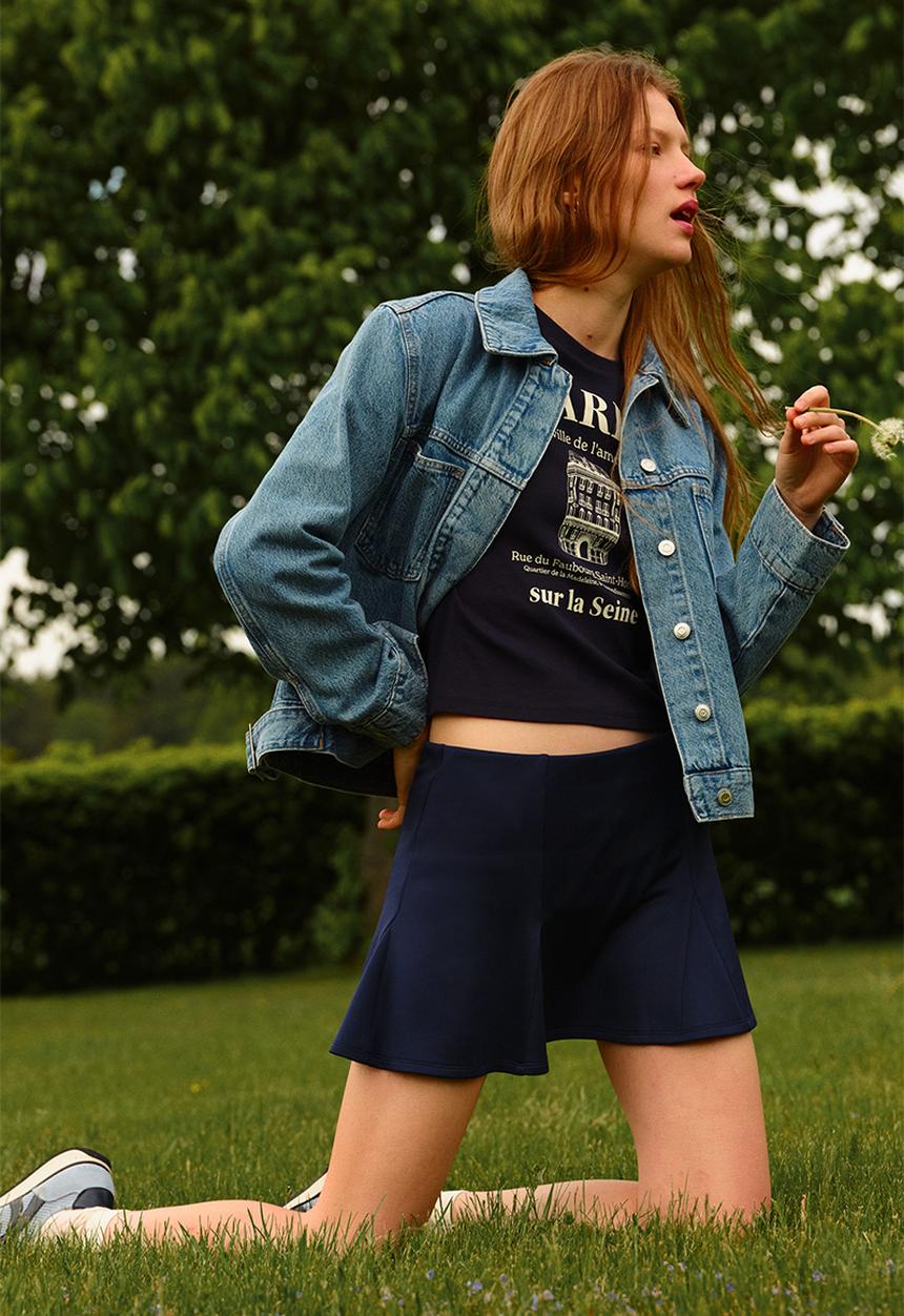 H&M - Pleated scuba skort - dark blue