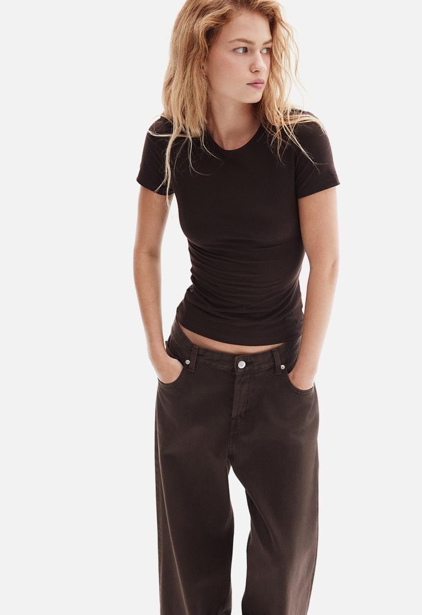 H&M - Microfibre T-shirt - dark brown