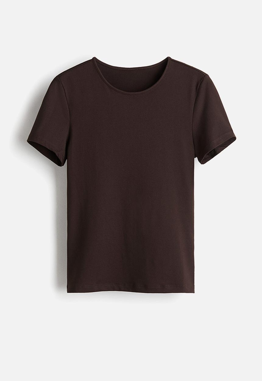 H&M - Microfibre T-shirt - dark brown