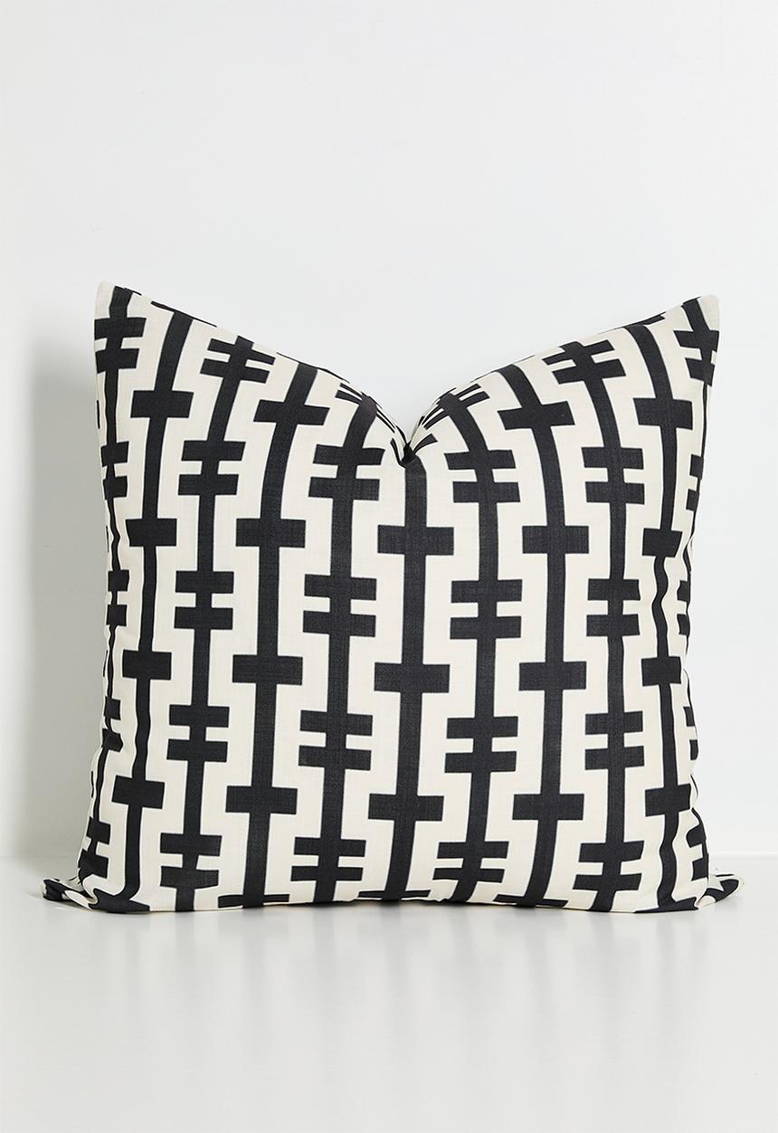 Sixth Floor - Bar printed cushion cover - black & white