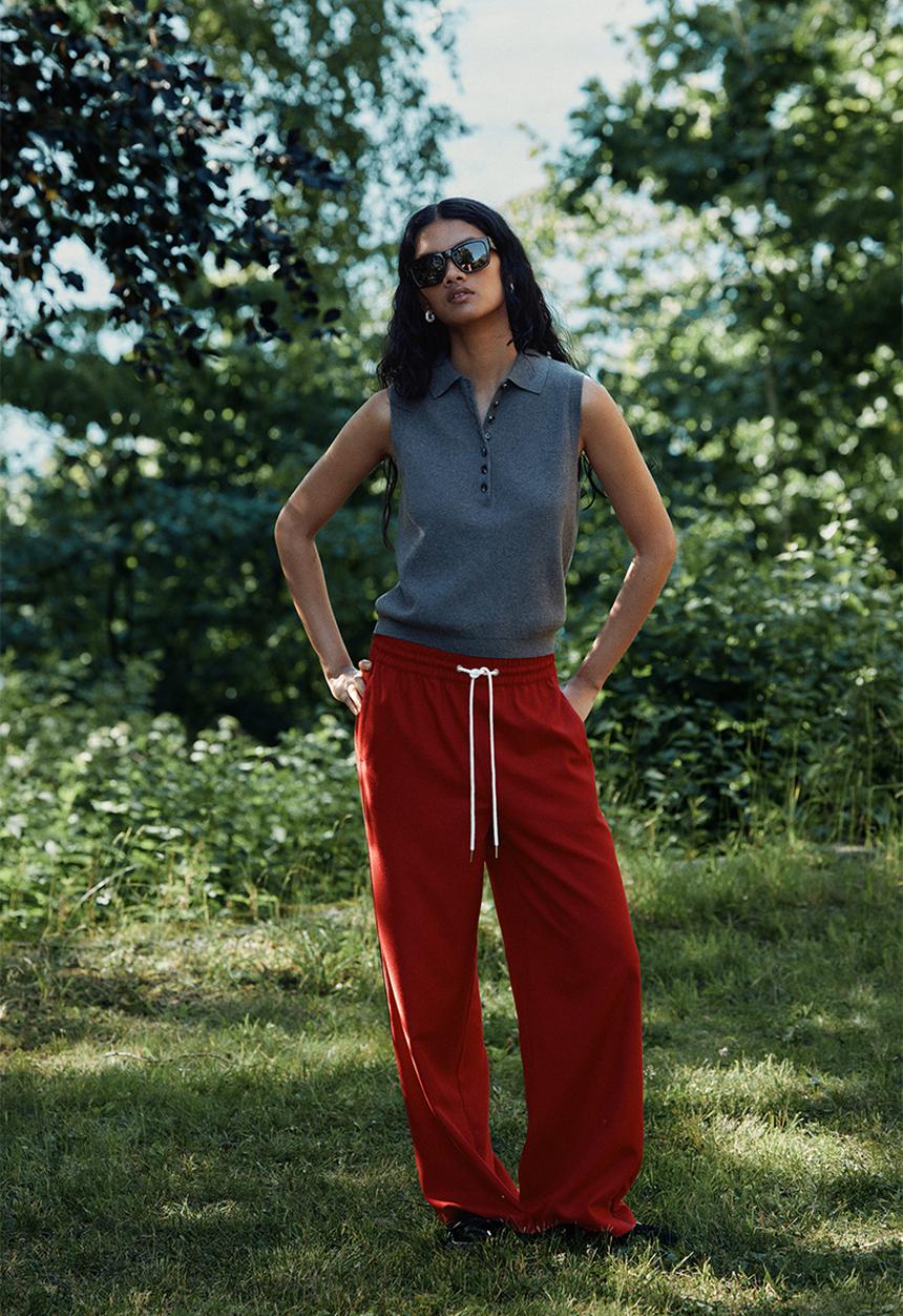 H&M - Wide drawstring trousers - red