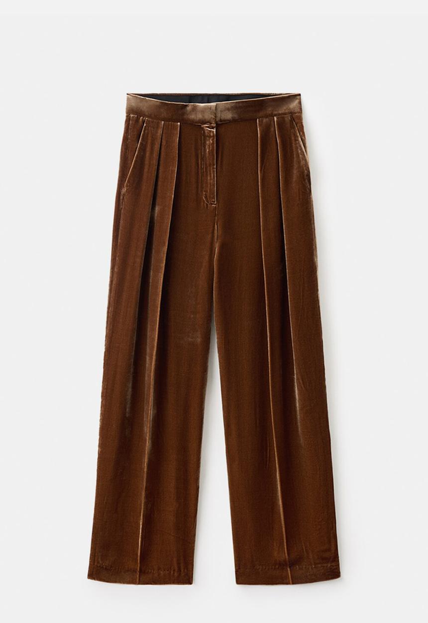 MANGO - Trousers velvet - dark brown