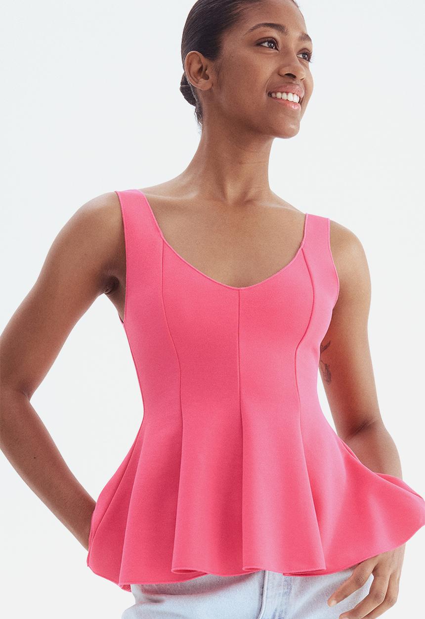 H&M - Interlock peplum top - bright pink