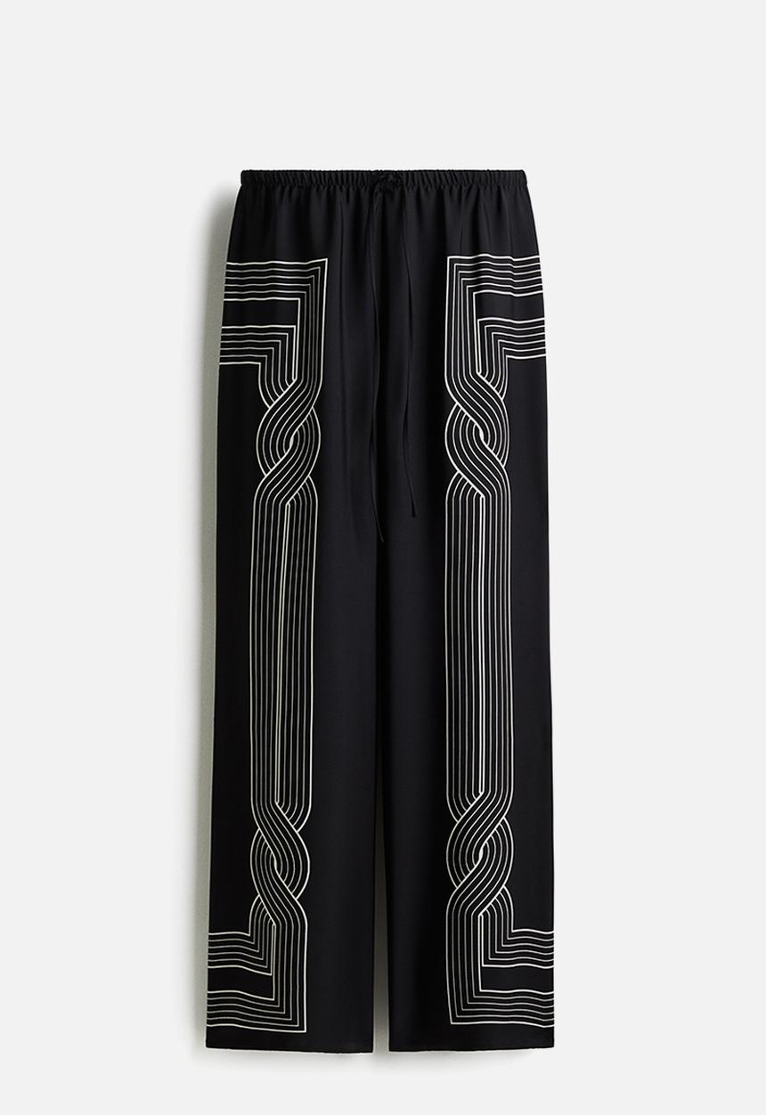 H&M - Printed pull-on trousers - black patterned