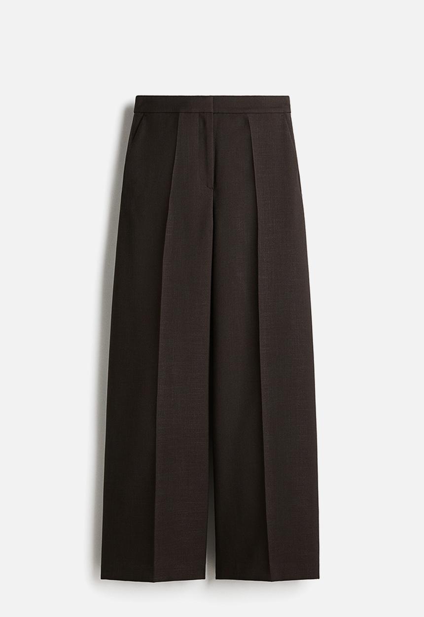 H&M - Wide tailored trousers - dark brown