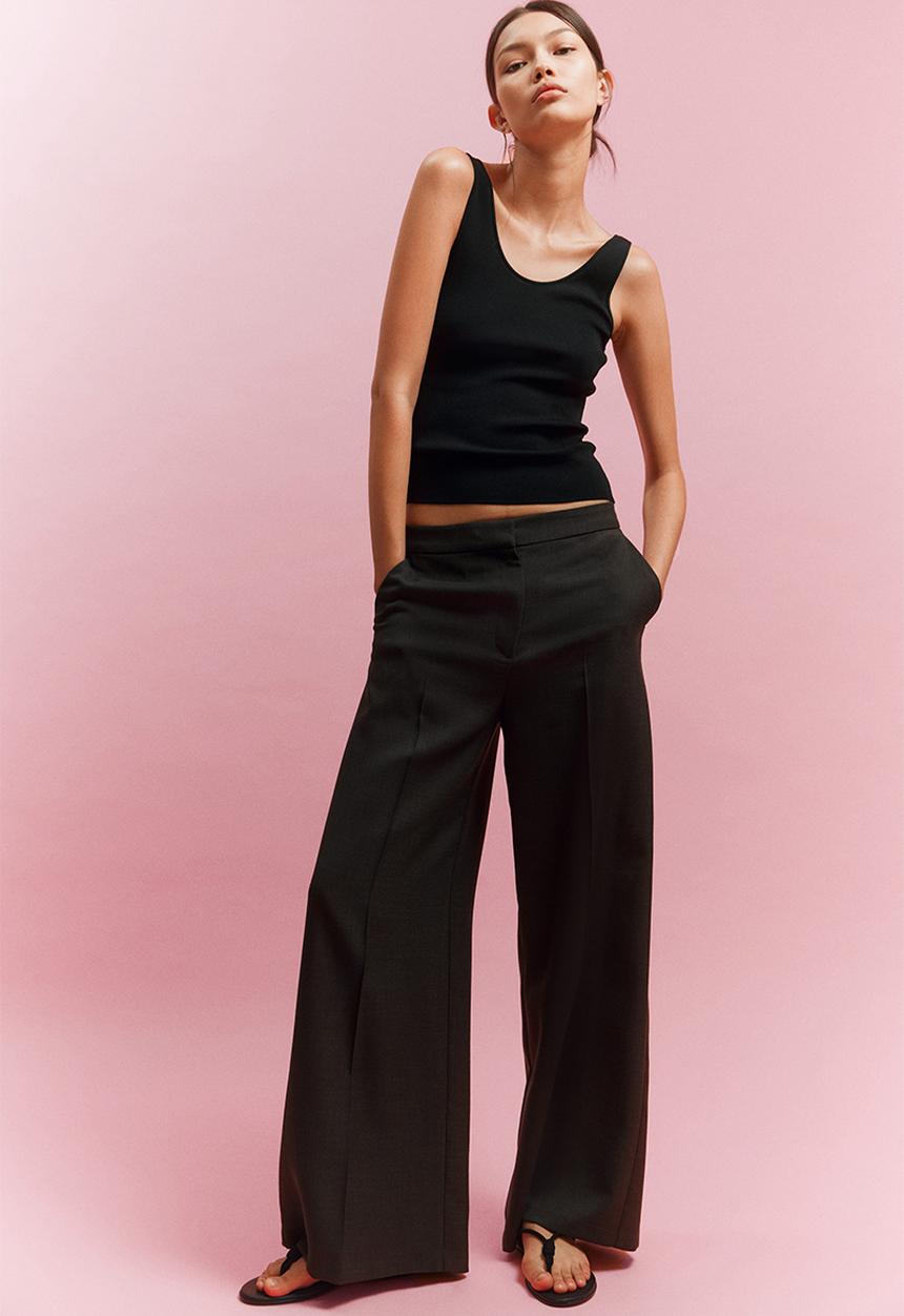 H&M - Wide tailored trousers - dark brown
