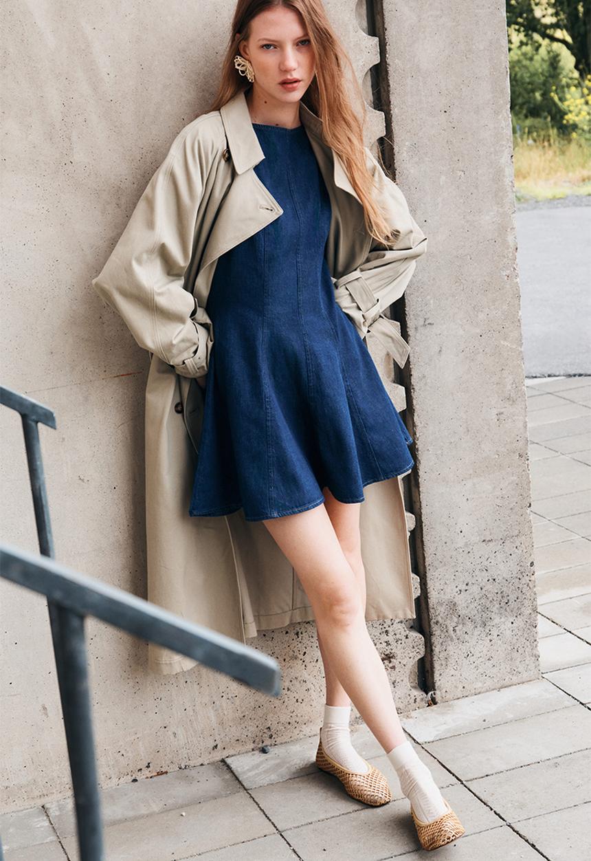 H&M - Flared-skirt denim dress - dark denim blue