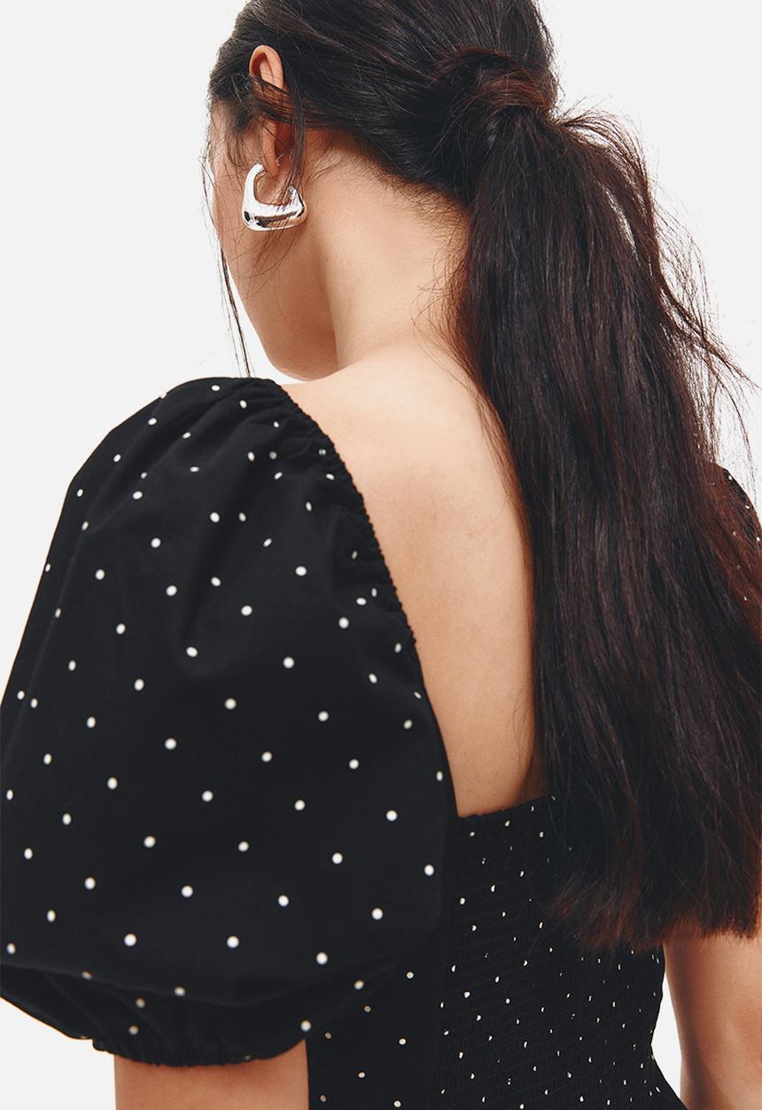 H&M - Twist-detail dress -black/spotted