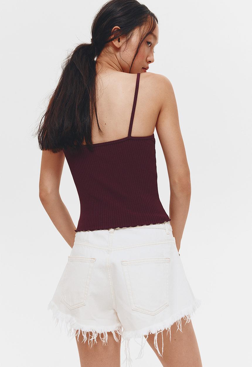 H&M - Lace-trimmed strappy top - burgundy