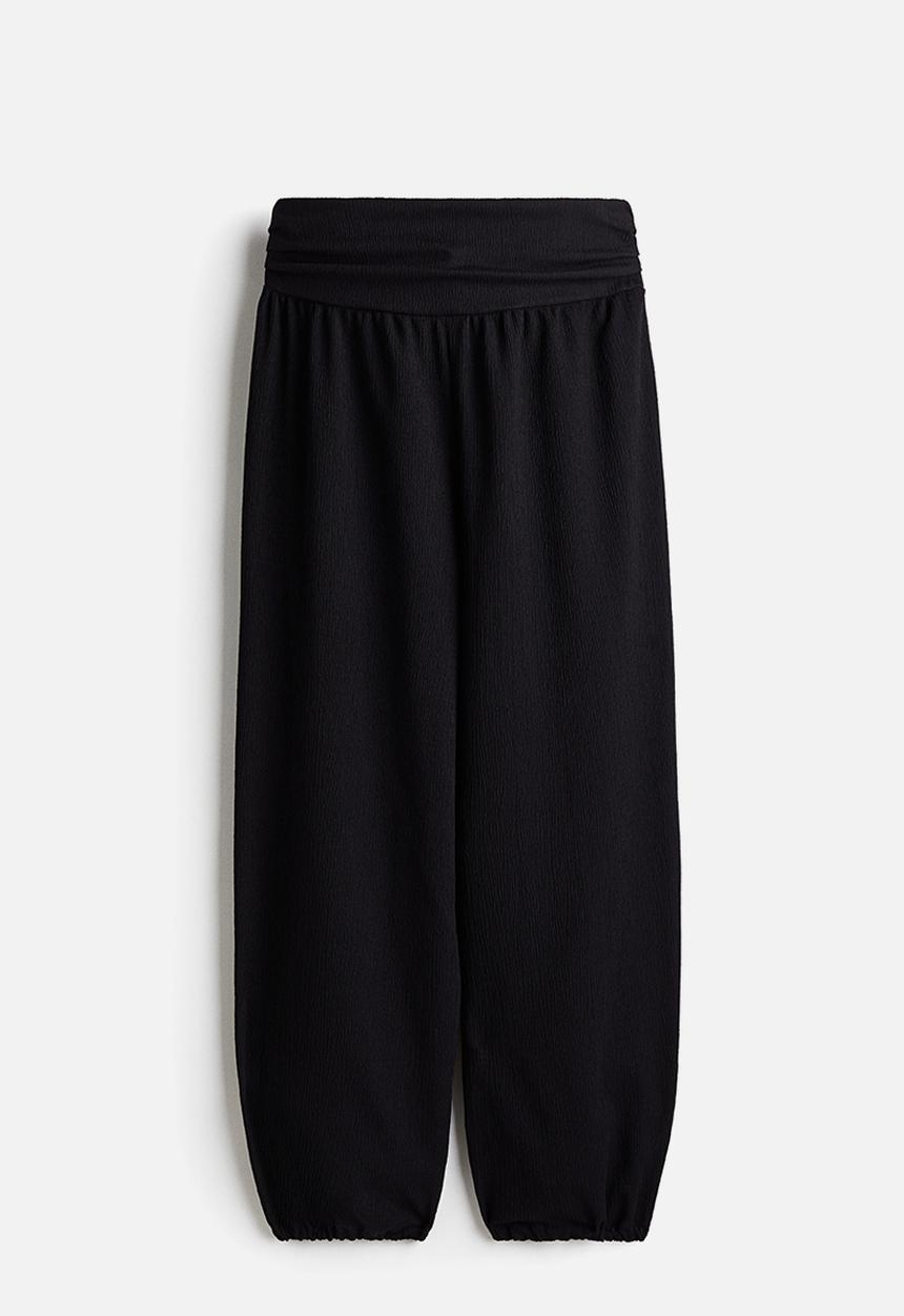 H&M - Crinkled balloon-leg trousers - black