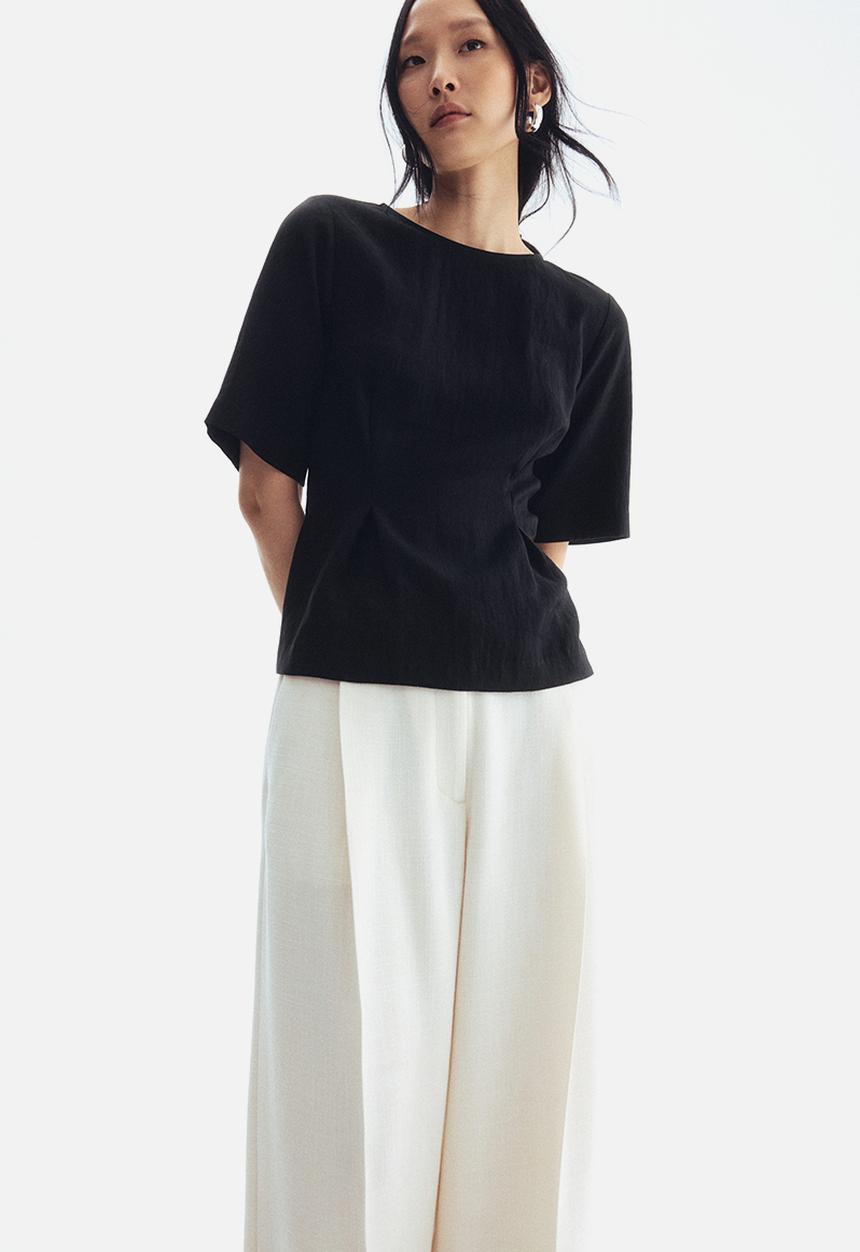 H&M - Waisted blouse - black
