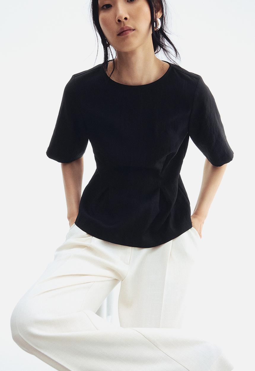 H&M - Waisted blouse - black