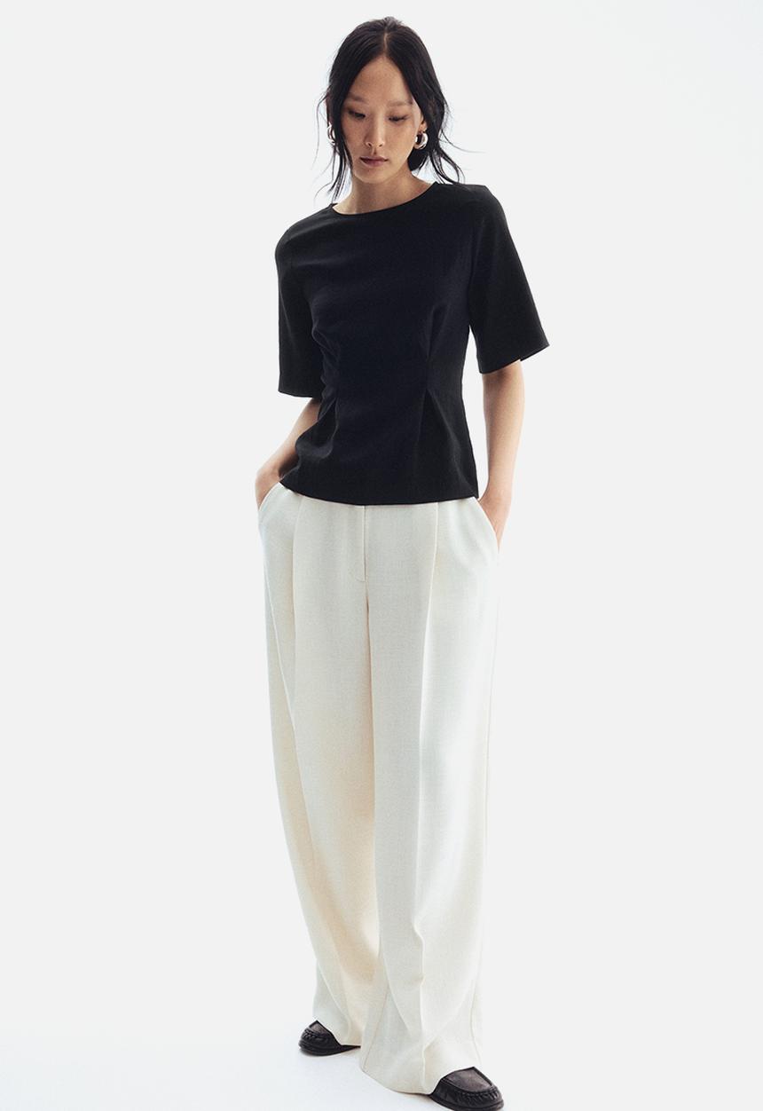 H&M - Waisted blouse - black
