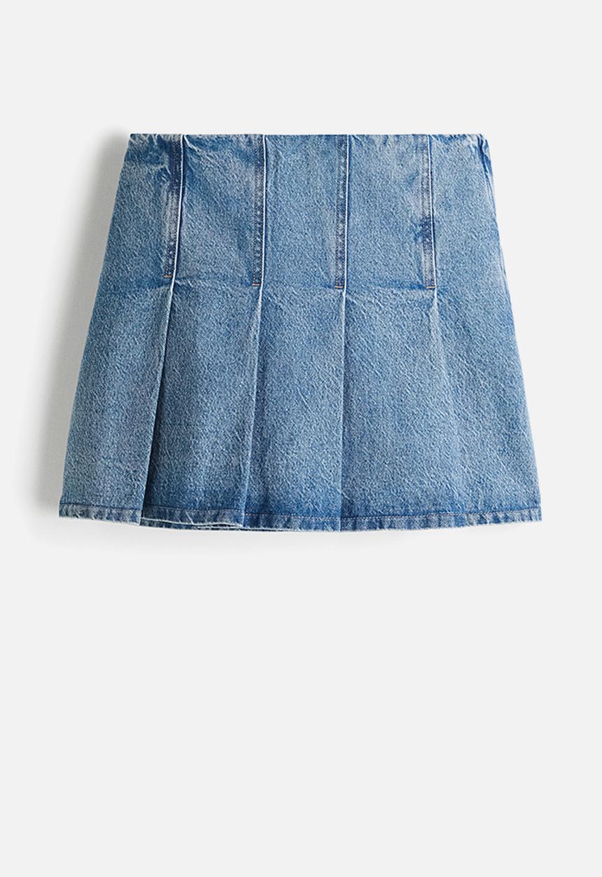 H&M - Pleated skirt - denim blue
