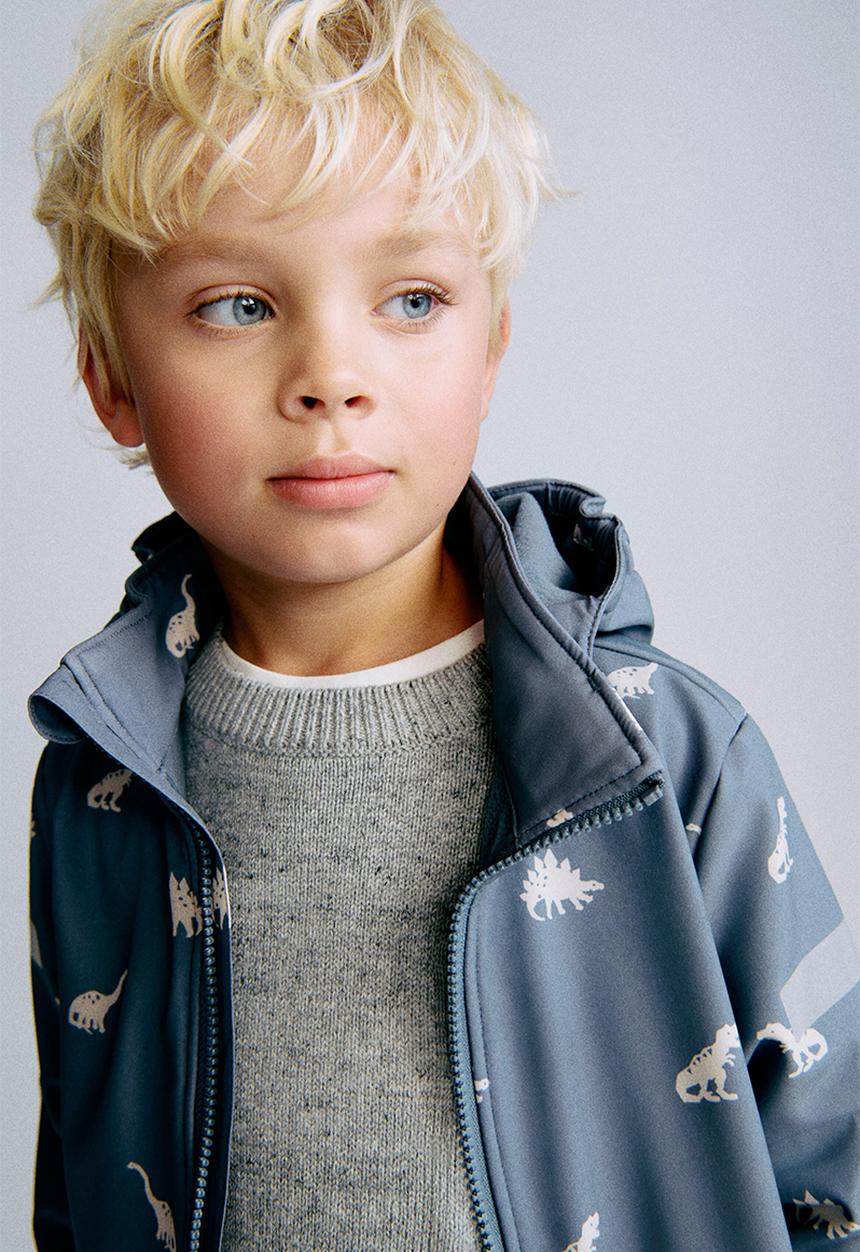 H&M - Water-resistant softshell jacket - steel blue dinosaurs