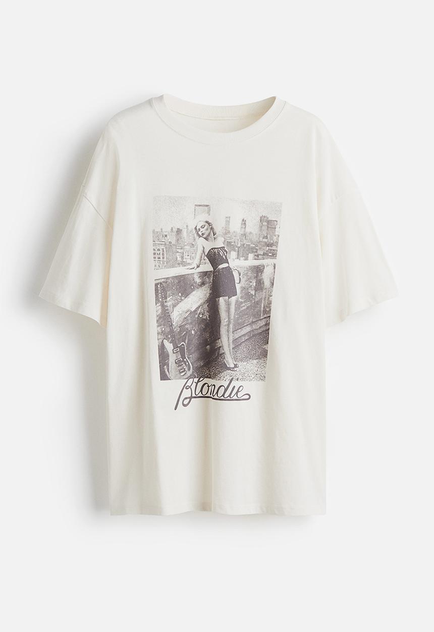 H&M - Oversized printed T-shirt - white/blondie 