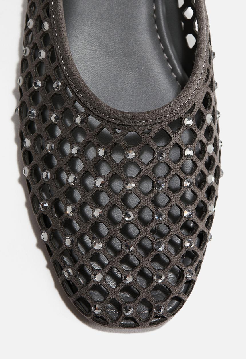 H&M - Rhinestone-embellished ballet flats - dark grey