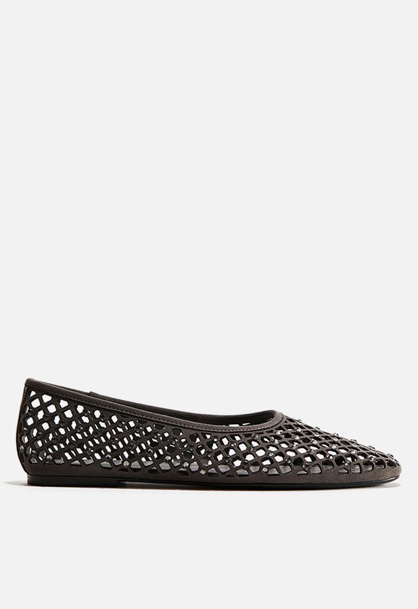 H&M - Rhinestone-embellished ballet flats - dark grey