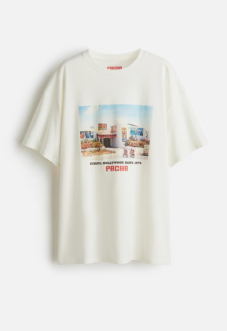 H&M - Oversized printed T-shirt - white,multi