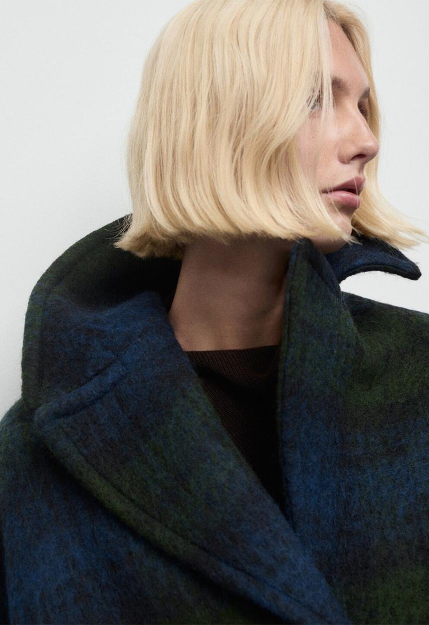 MANGO - Coat scotish - navy