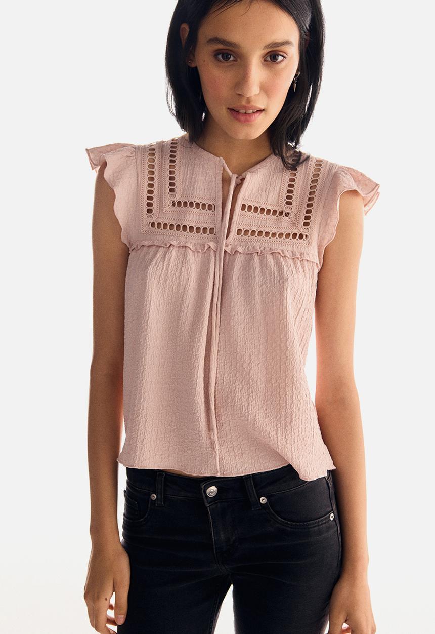 H&M - Textured jersey top - light pink
