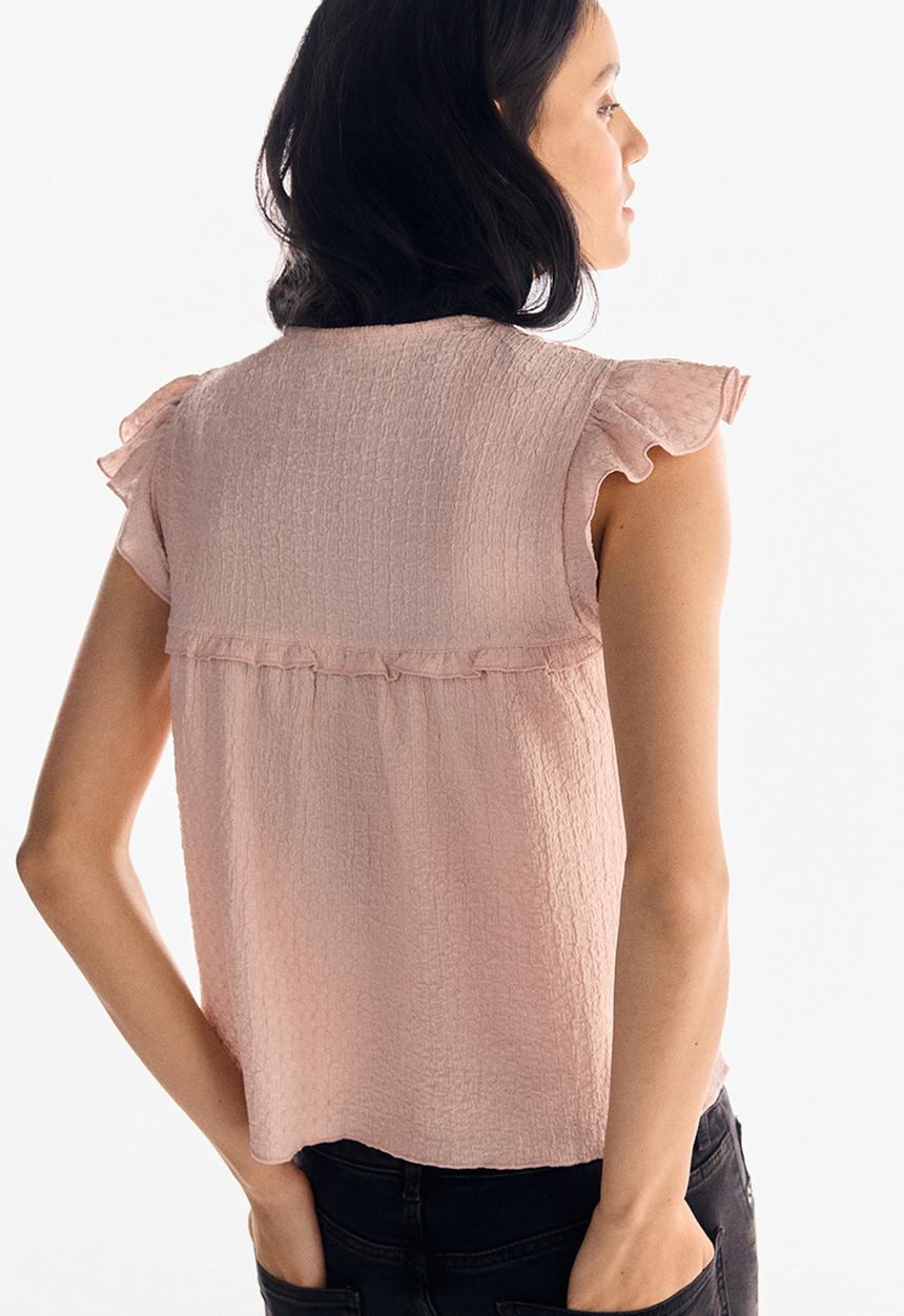 H&M - Textured jersey top - light pink