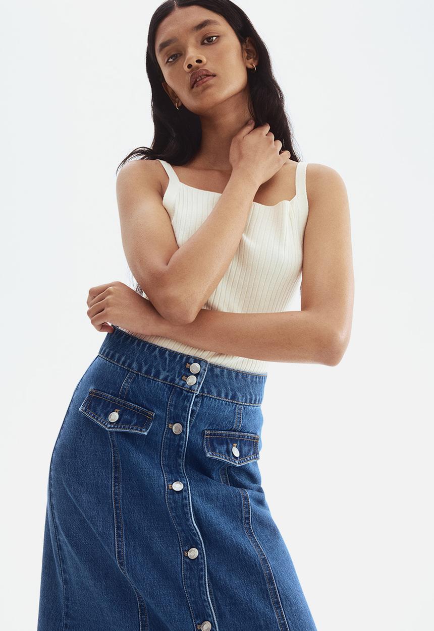 H&M - A-line denim skirt - denim blue