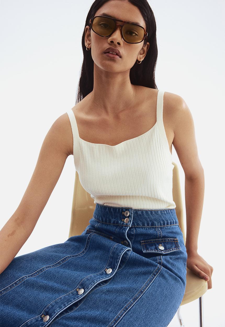 H&M - A-line denim skirt - denim blue