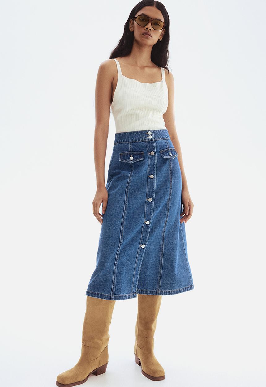 H&M - A-line denim skirt - denim blue