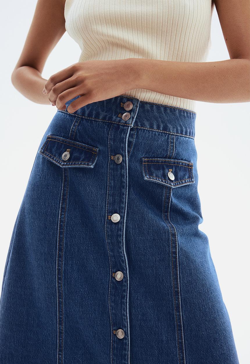 H&M - A-line denim skirt - denim blue