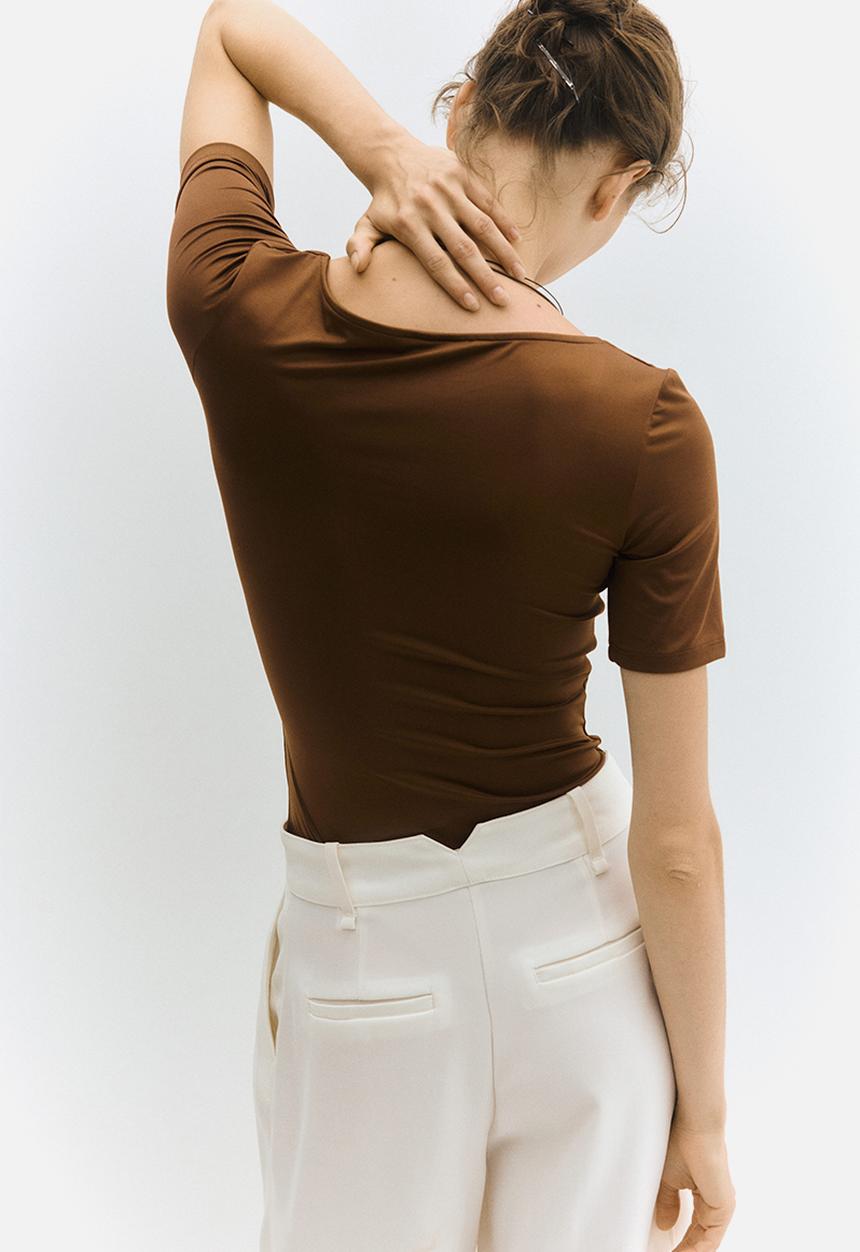 H&M - Scoop-neck thong body - brown