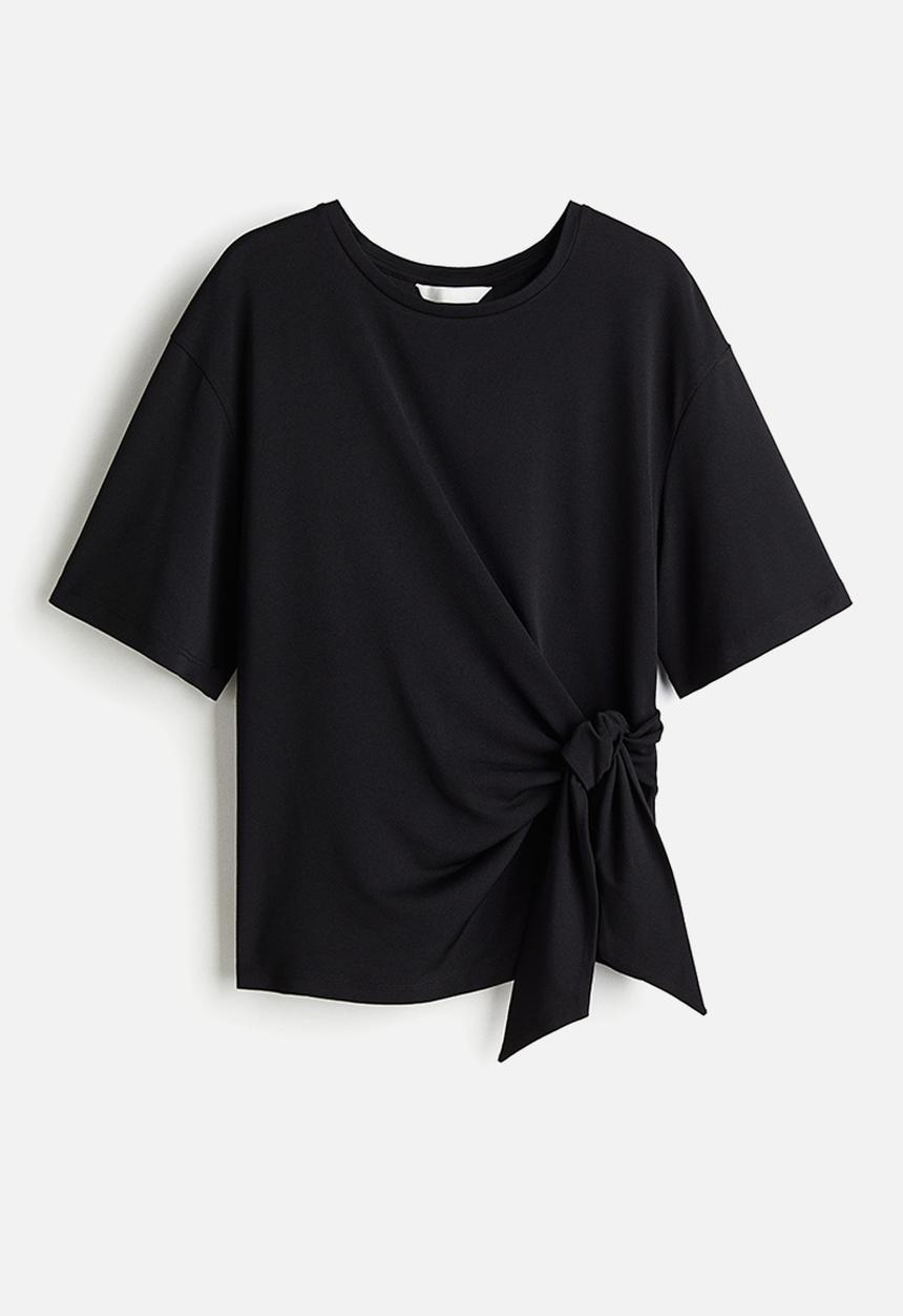 H&M - Tie-detail top - black