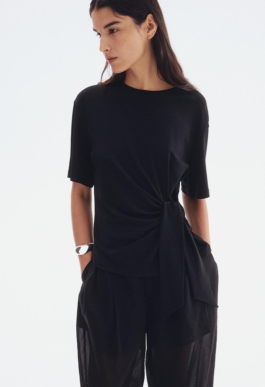 H&M - Tie-detail top - black