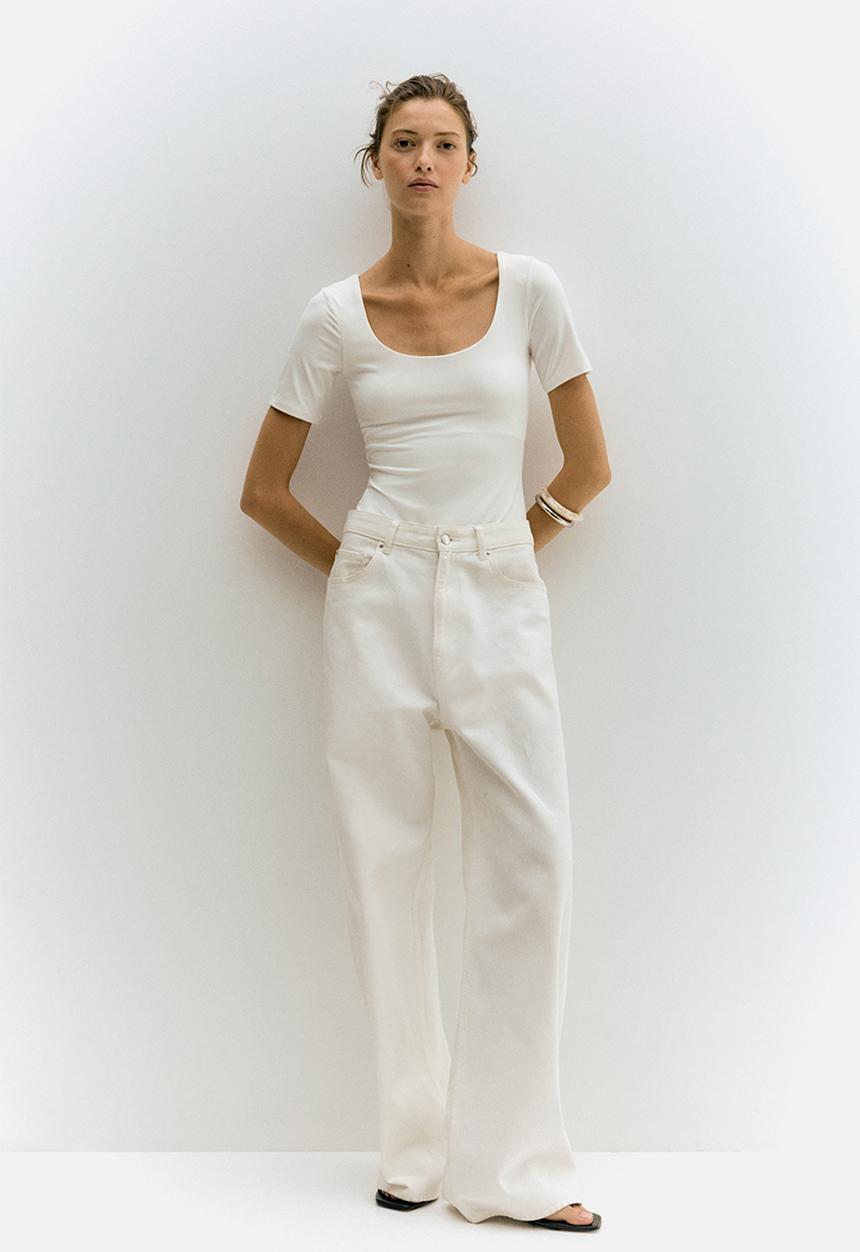 H&M - Scoop-neck thong body - white