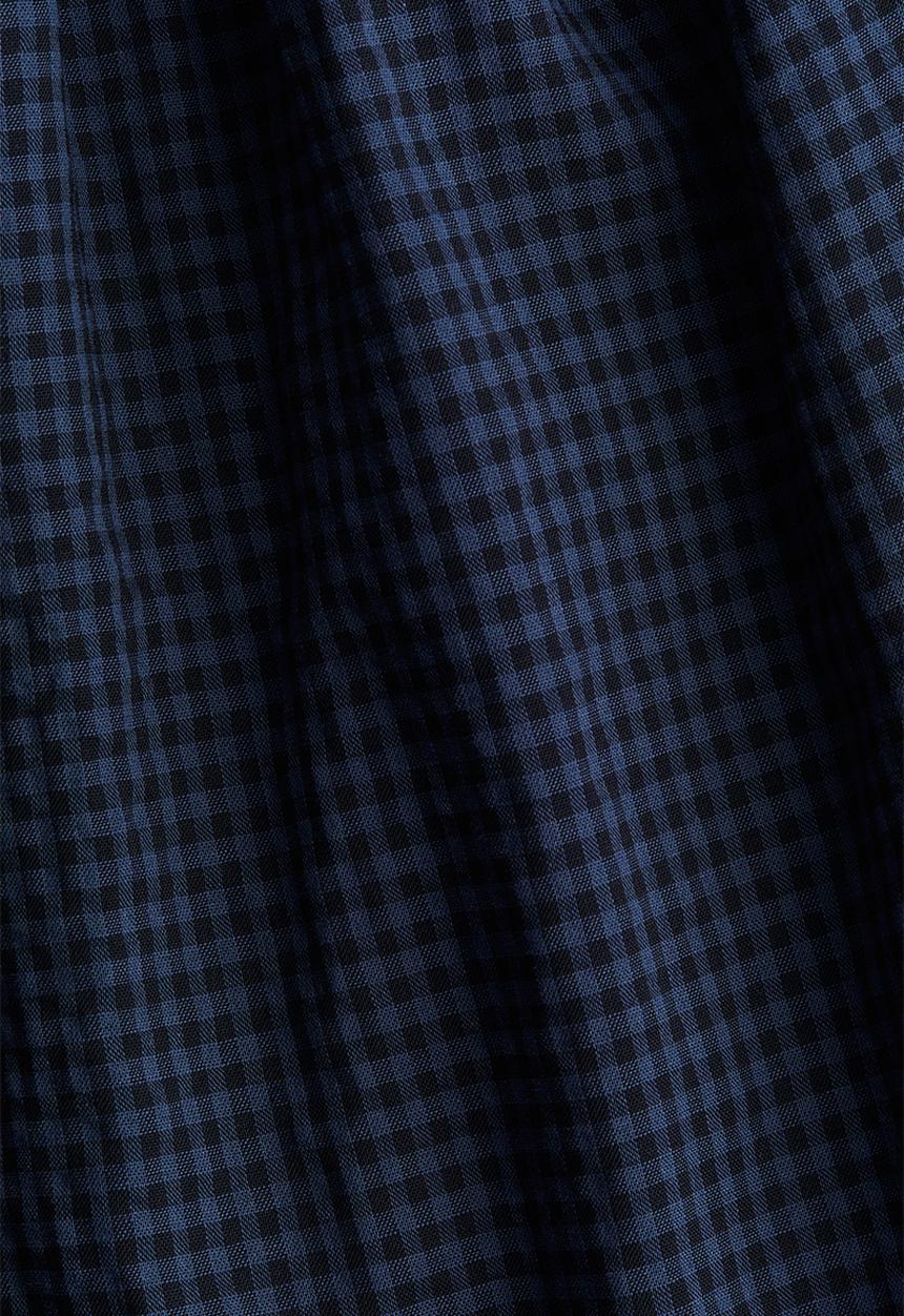 H&M - Flounce-detail blouse - dark blue & gingham check
