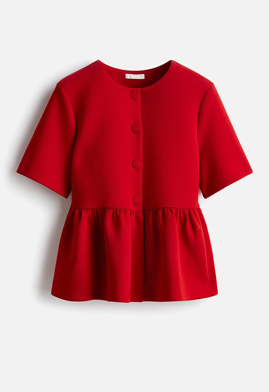 H&M - Scuba peplum top - red