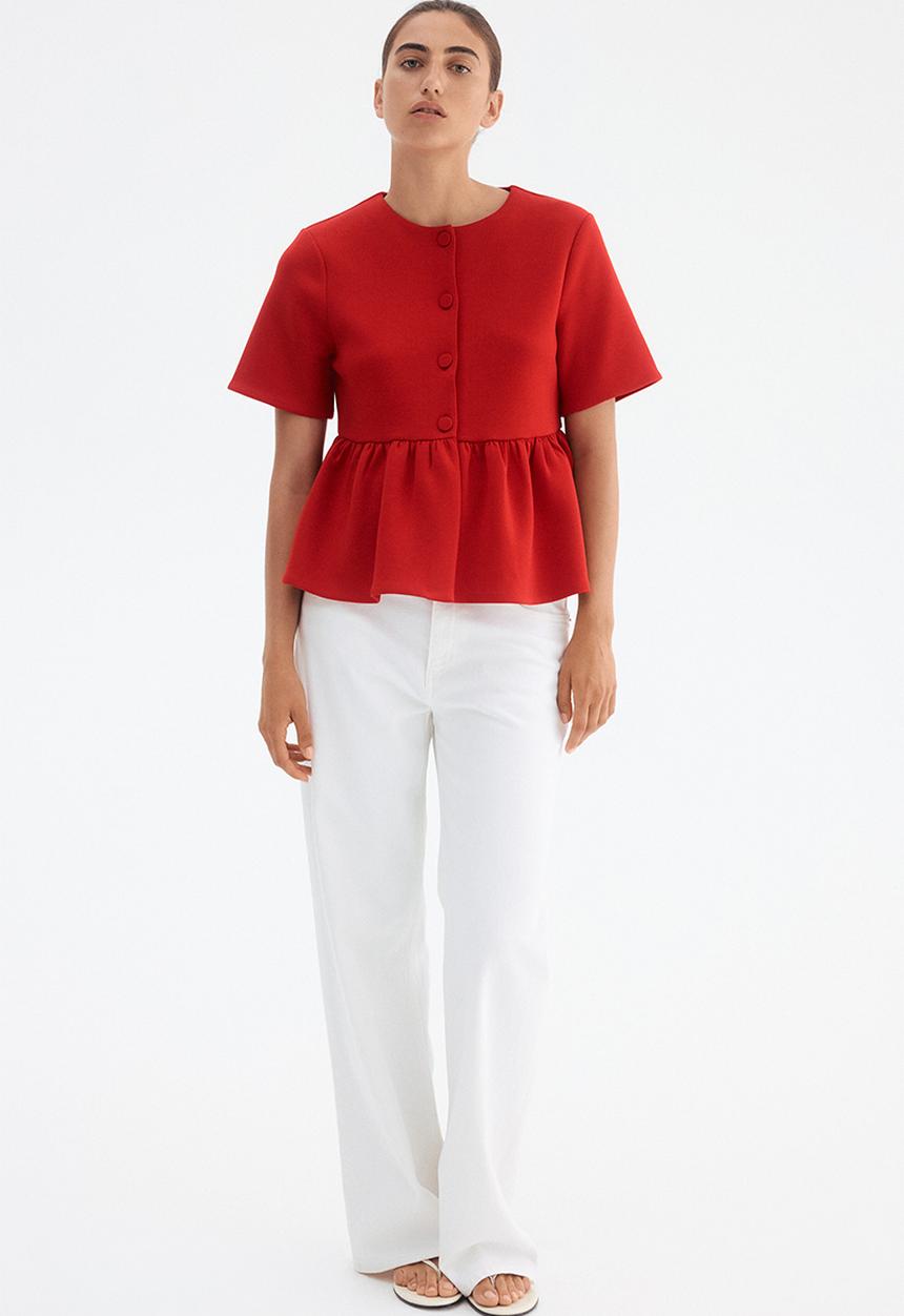 H&M - Scuba peplum top - red