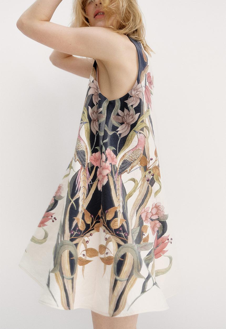 H&M - Printed shift dress - cream floral