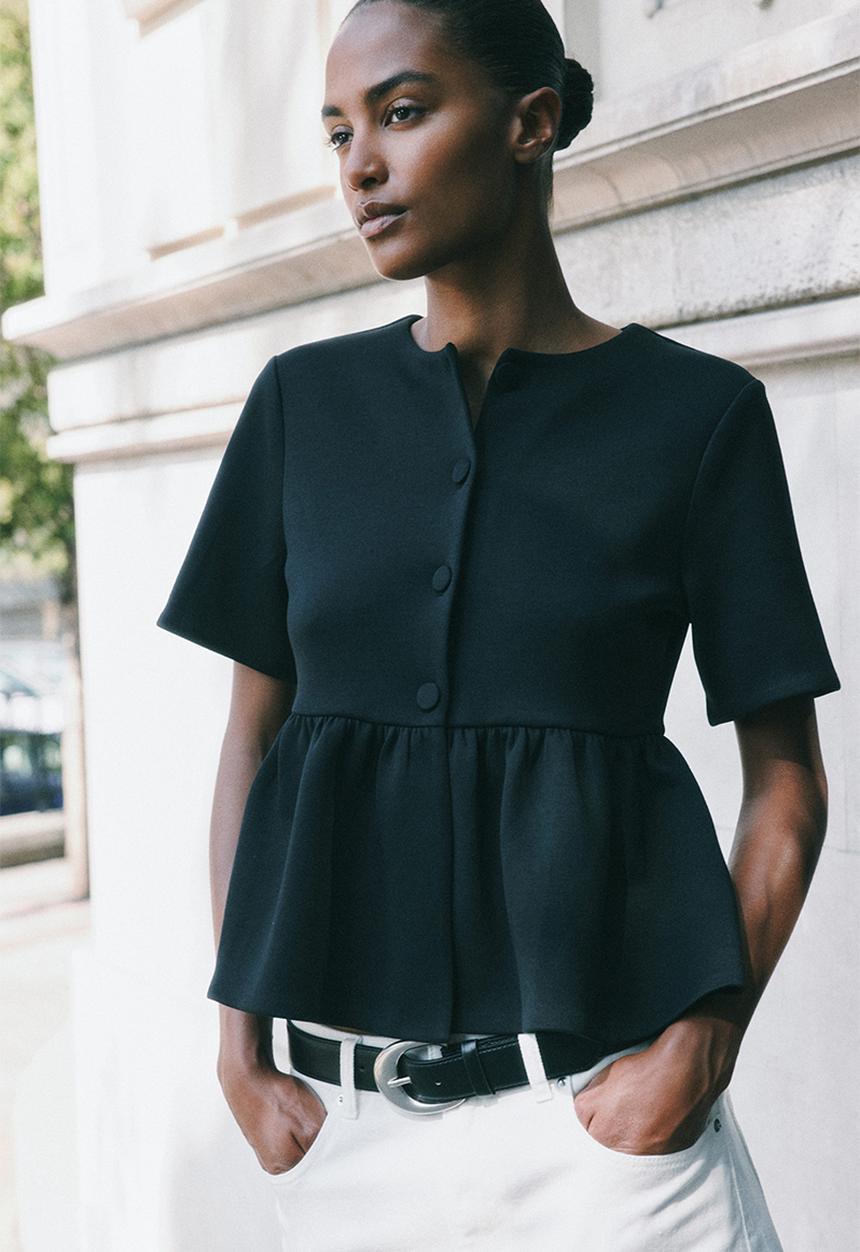 H&M - Scuba peplum top - black