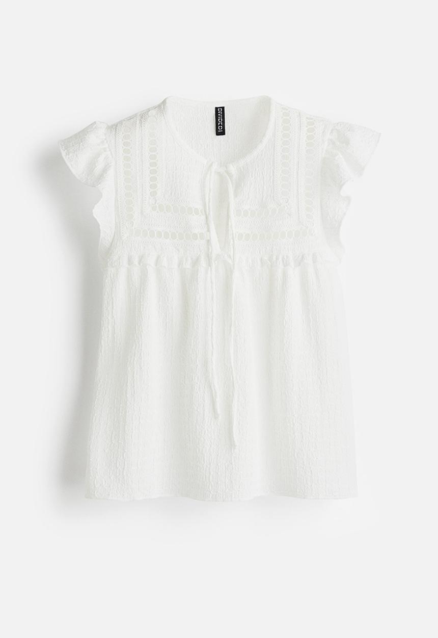 H&M - Textured jersey top - white